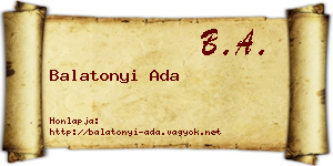 Balatonyi Ada névjegykártya